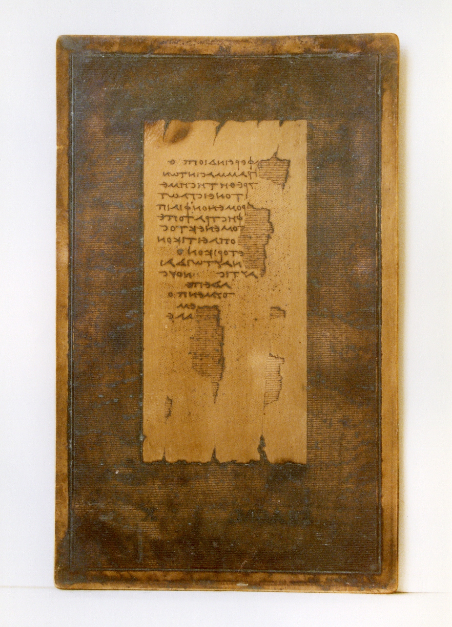 testo greco: fragm. X (matrice) di Celentano Francesco, Corazza Luigi (sec. XIX)