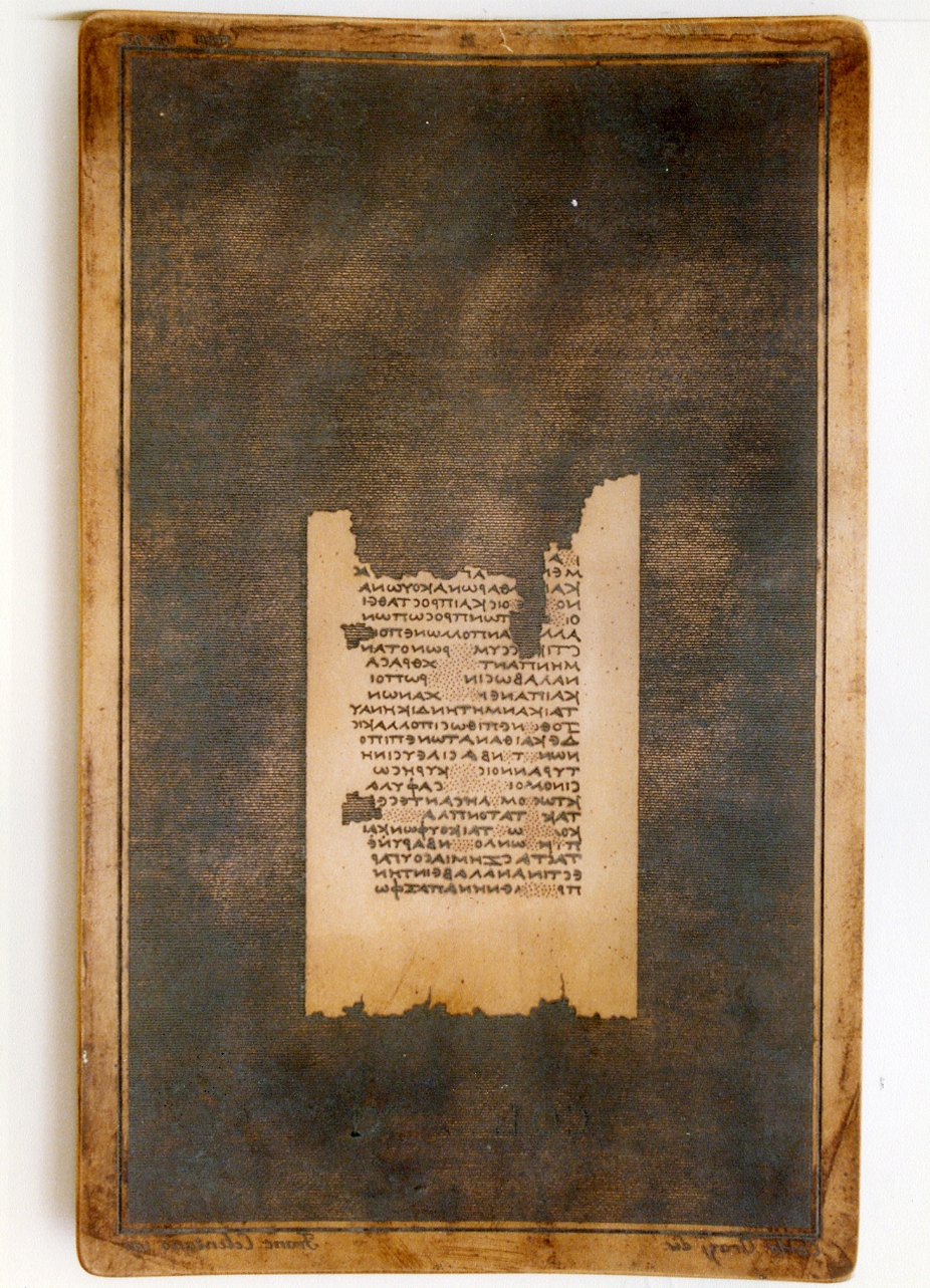 testo greco da Filodemo «dell' ira»: col. XI (matrice) di Casanova Francesco (sec. XIX)