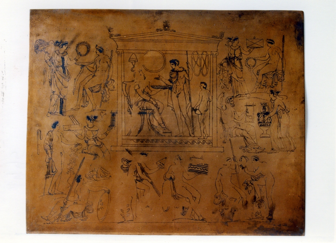 decorazione di vaso con figure mitologiche (matrice) di Russo Andrea, Biondi Carlo (sec. XIX)