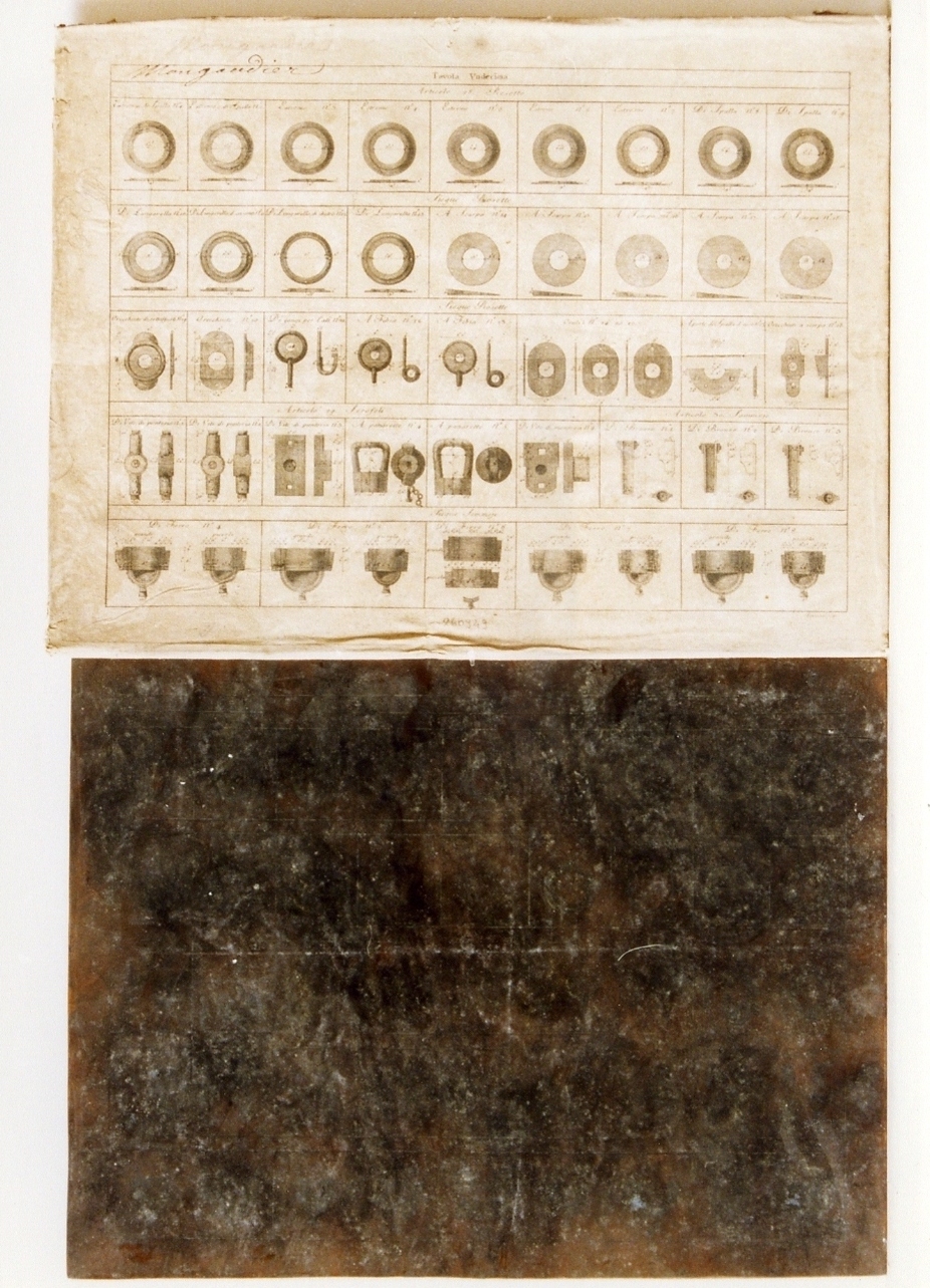 materiale di carpenteria: biliche e brache (matrice) di Scarpati Vincenzo (fine/inizio secc. XVIII/ XIX)