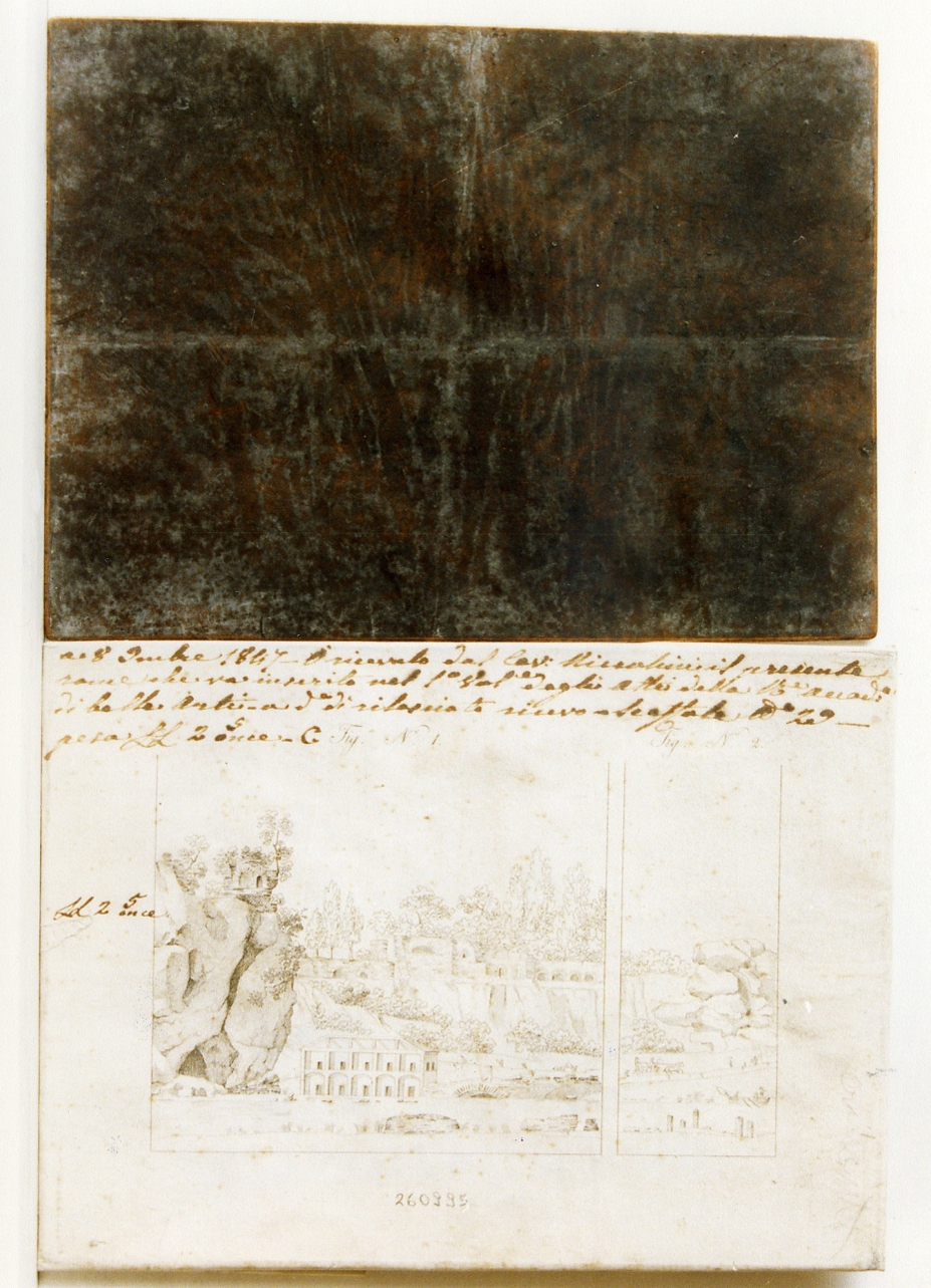 paesaggio marino con grotte e figurine (matrice) di Niccolini Antonio (sec. XIX)