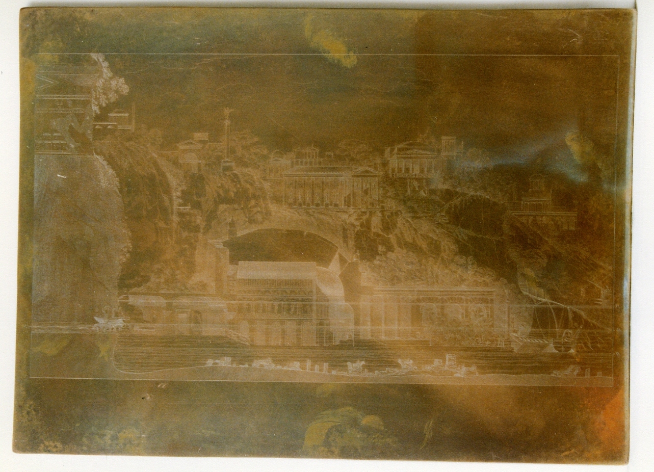 paesaggio marino con veduta archeologica (matrice) di Niccolini Antonio (sec. XIX)