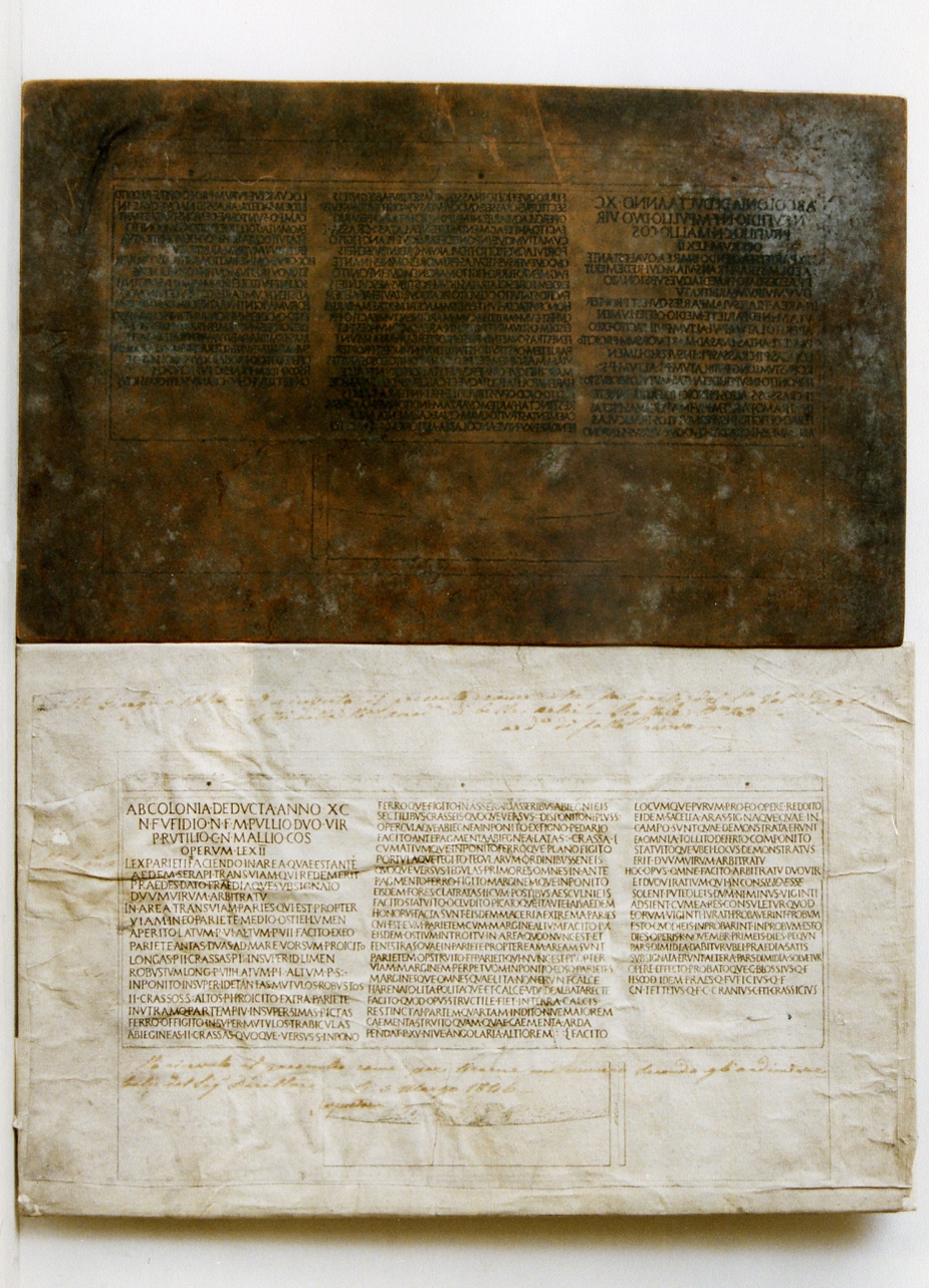 iscrizione latina pertinente il Tempio di Serapide (matrice) di Niccolini Antonio (sec. XIX)