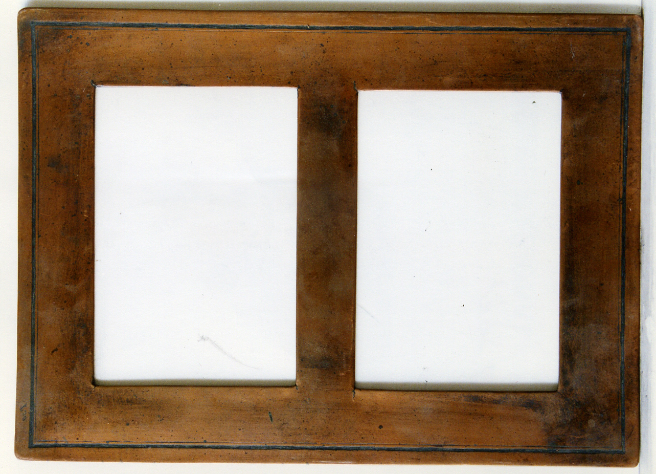 cornice con doppio riquadro vuoto per pagina di libro (matrice) - ambito napoletano, ambito napoletano (?) (secc. XVIII/ XIX)