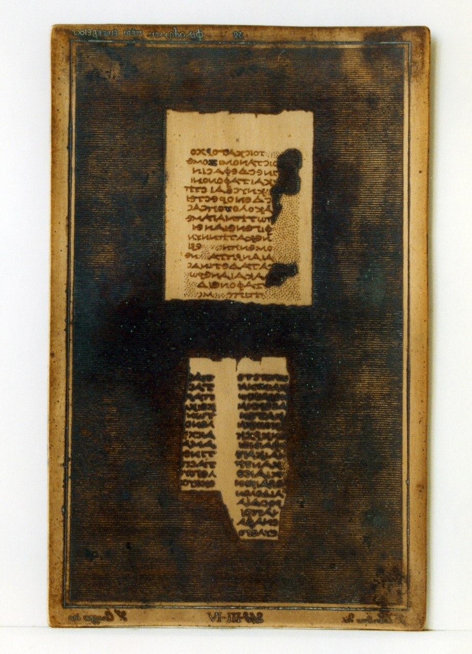 testo greco da Filodemo «della pietà»: III, IV (matrice) di Corazza Vincenzo, Casanova Giovanni Battista (secc. XVIII/ XIX)