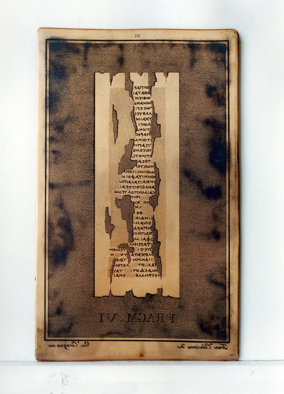 testo greco: fragm. VI (matrice) di Celentano Francesco, Corazza Vincenzo (sec. XIX)
