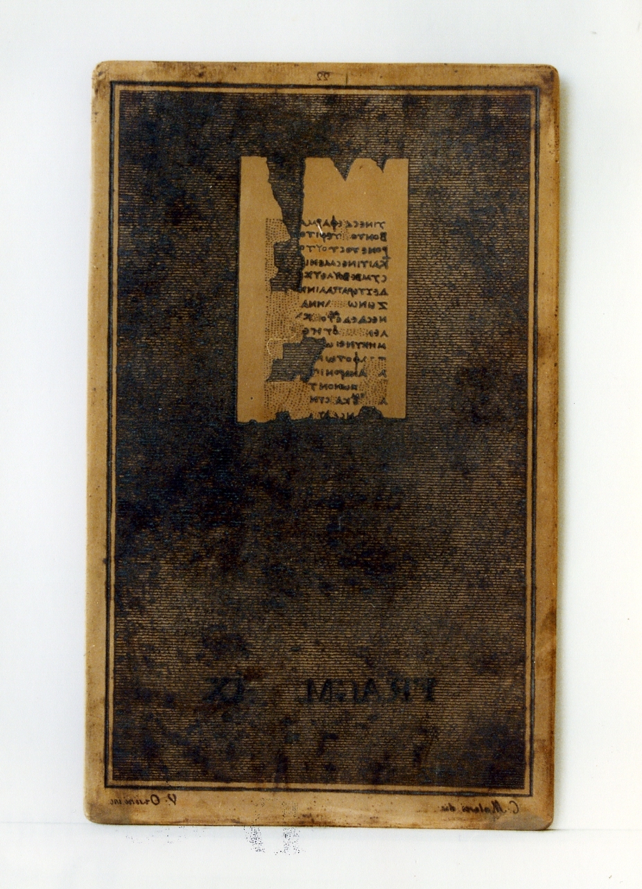 testo greco: fragm. IX (matrice) di Orsini Vincenzo, Malesci Carlo (sec. XIX)
