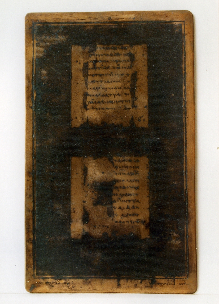 testo greco: fragm. ix, fragm. x (matrice) di Casanova Francesco, Corazza Vincenzo (sec. XIX)