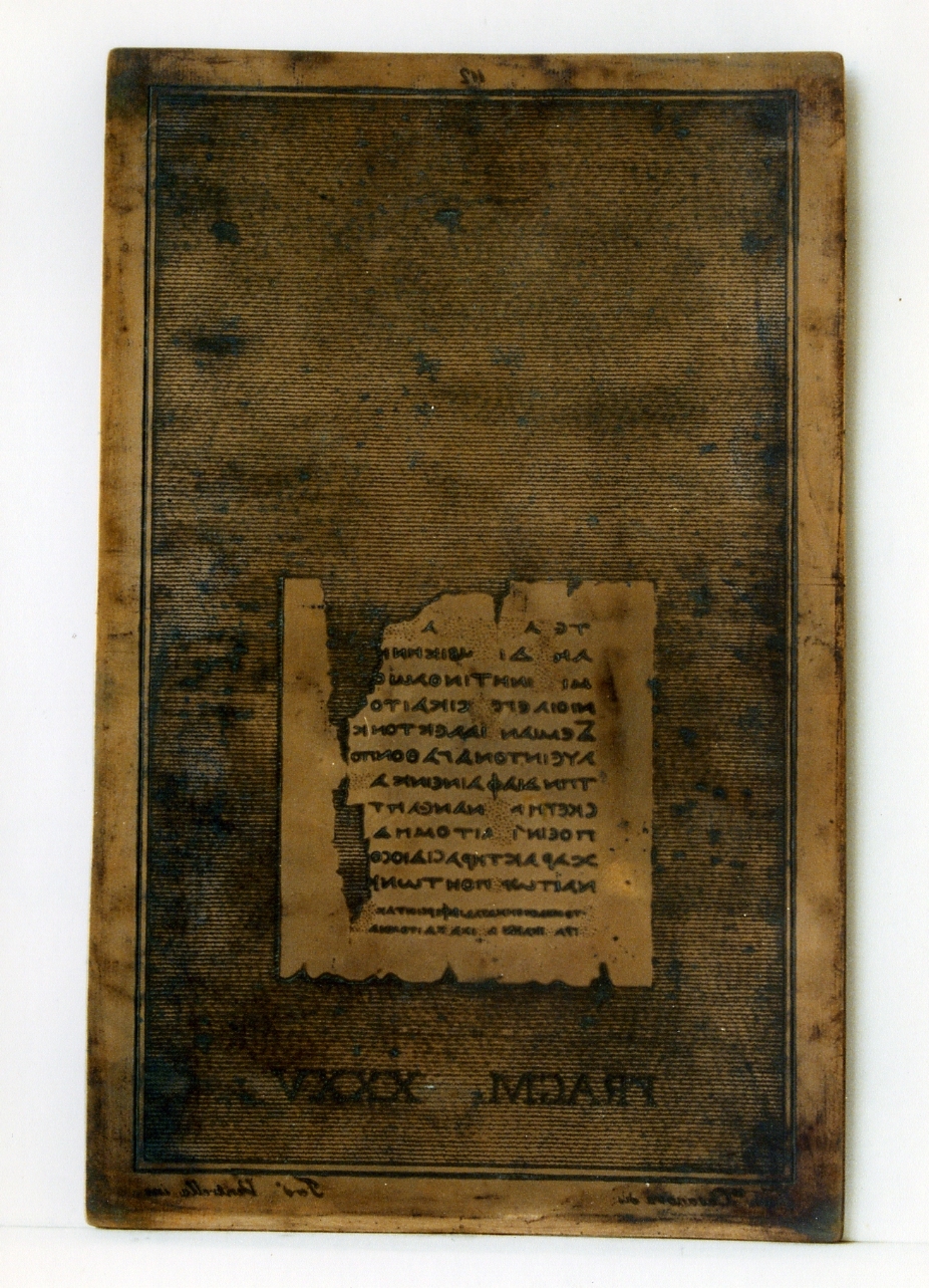 testo greco: fragm. XXXV (matrice) di Ventrella Ferdinando, Casanova Francesco (sec. XIX)