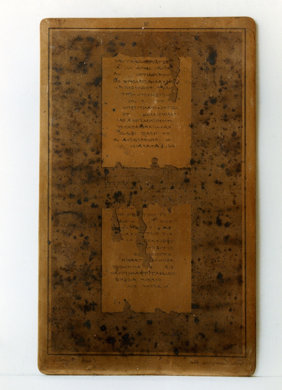 testo greco: col. XXVII, col.XXVIII (matrice) di Orazi Carlo, Casanova Giuseppe (sec. XIX)