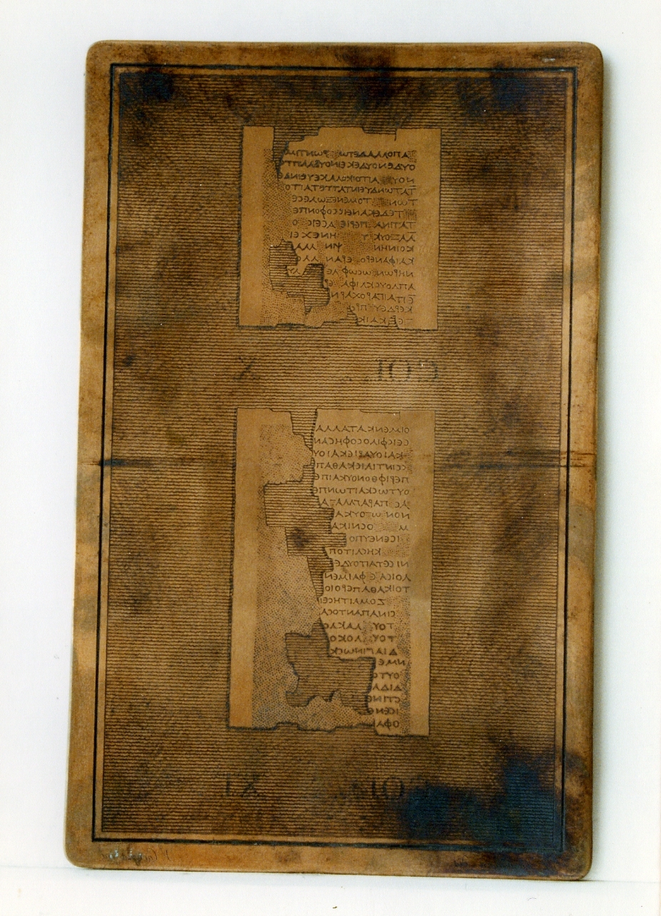 testo greco: col. X, col. XI (matrice) di Casanova Francesco, Corazza Vincenzo (sec. XIX)