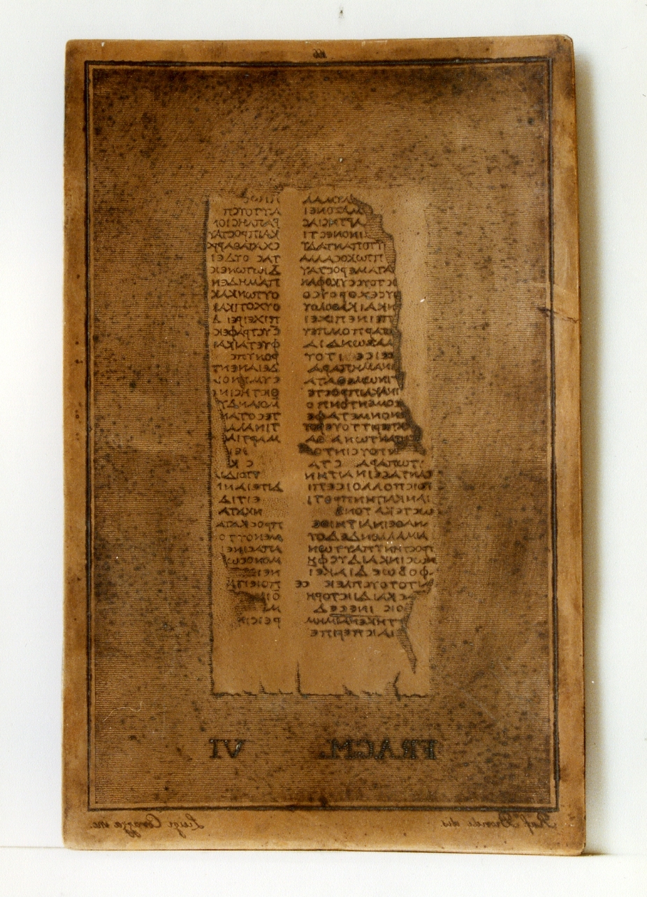 testo greco: fragm. VI (matrice) di Biondi Raffaele, Corazza Luigi (sec. XIX)