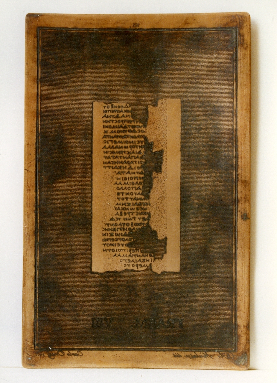 testo greco: fragm. VIII (matrice) di Orazi Carlo, Malesci Carlo (sec. XIX)