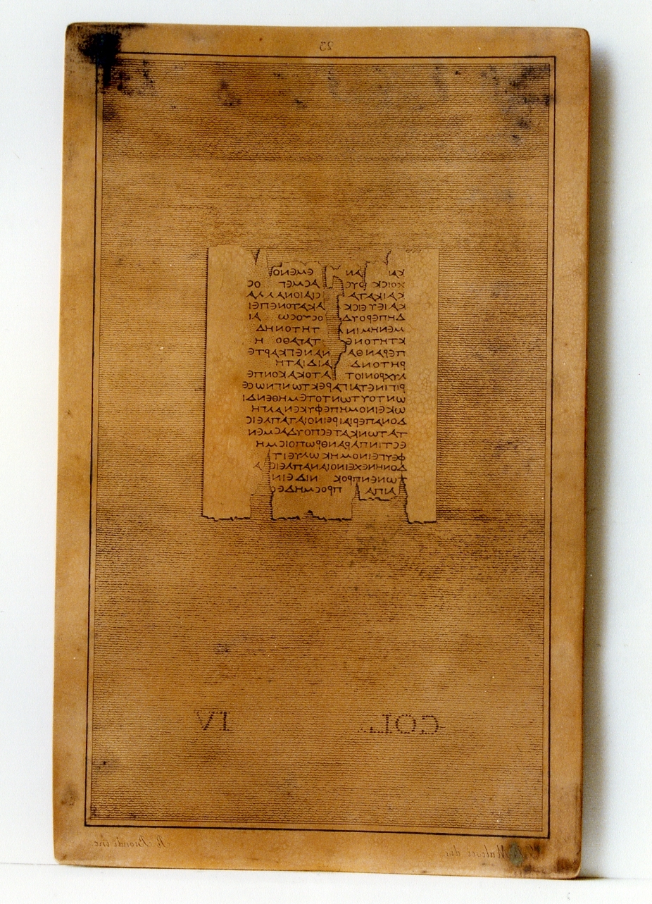 testo greco: col. IV (matrice) di Malesci Giovanni Battista, Biondi Raffaele (sec. XIX)