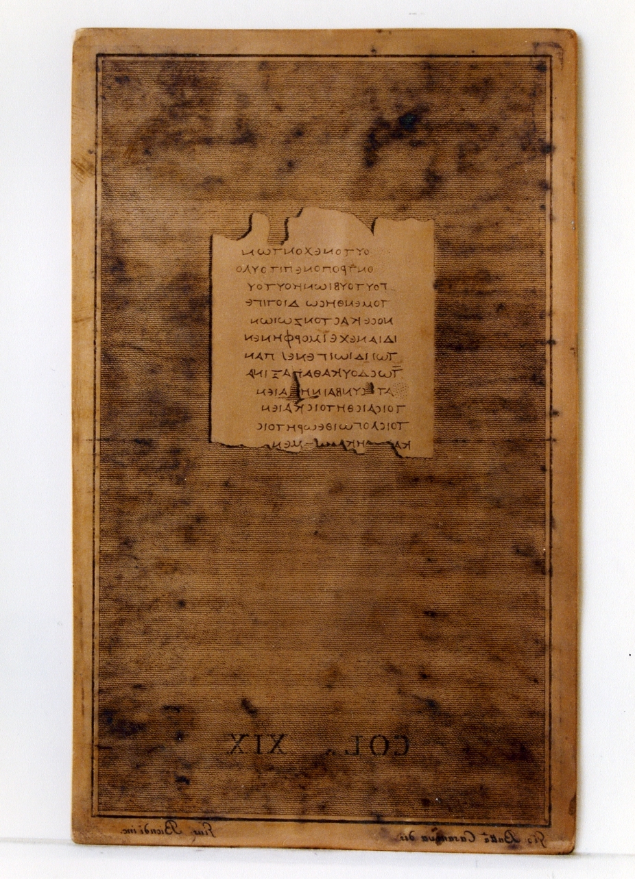 testo greco: col. XIX (matrice) di Biondi Giuseppe, Casanova Giovanni Battista (sec. XIX)