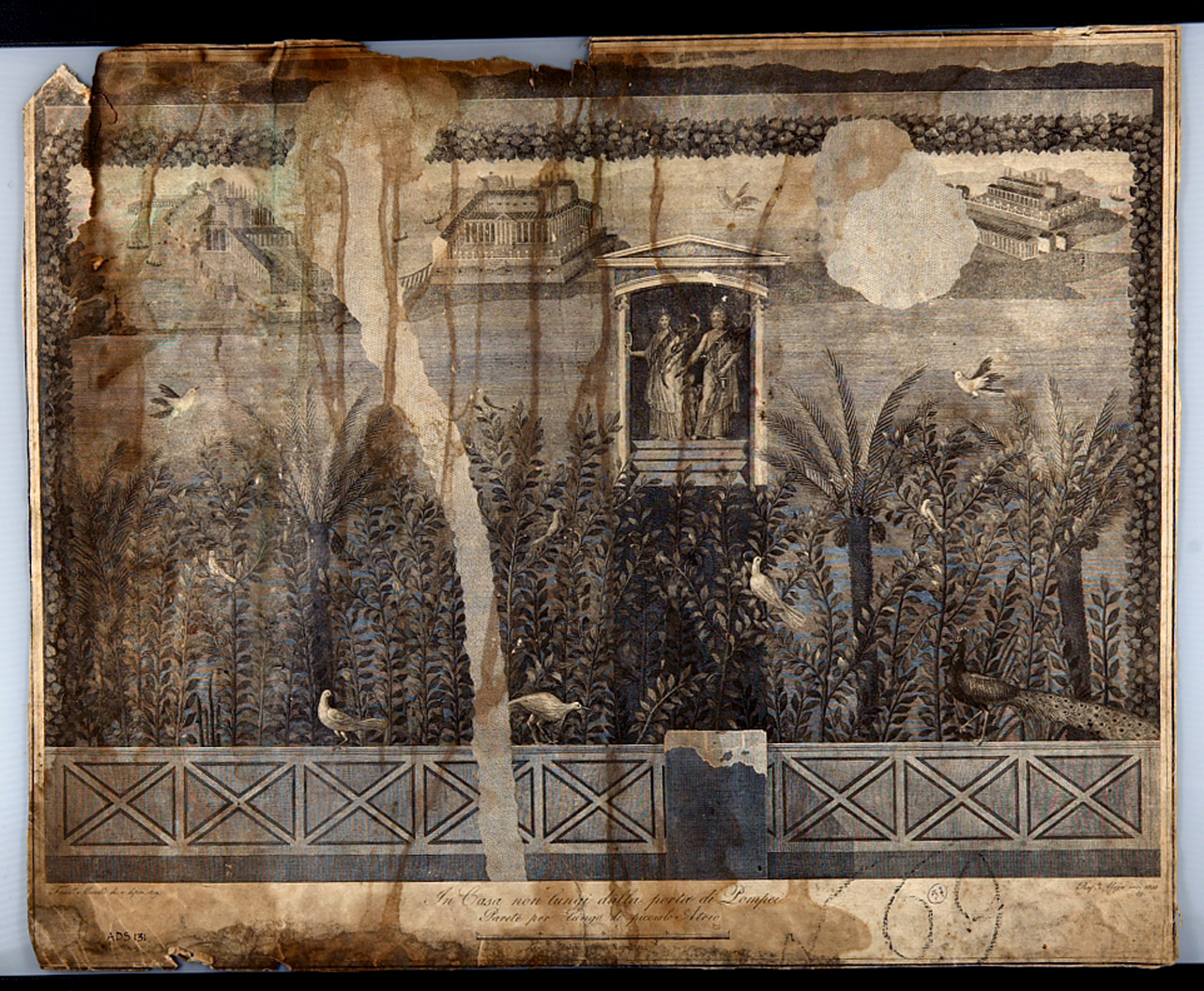 pittura da giardino con divinità egizie (incisione) di Morelli Francesco, Aloja Raffaele (secondo quarto sec. XIX)