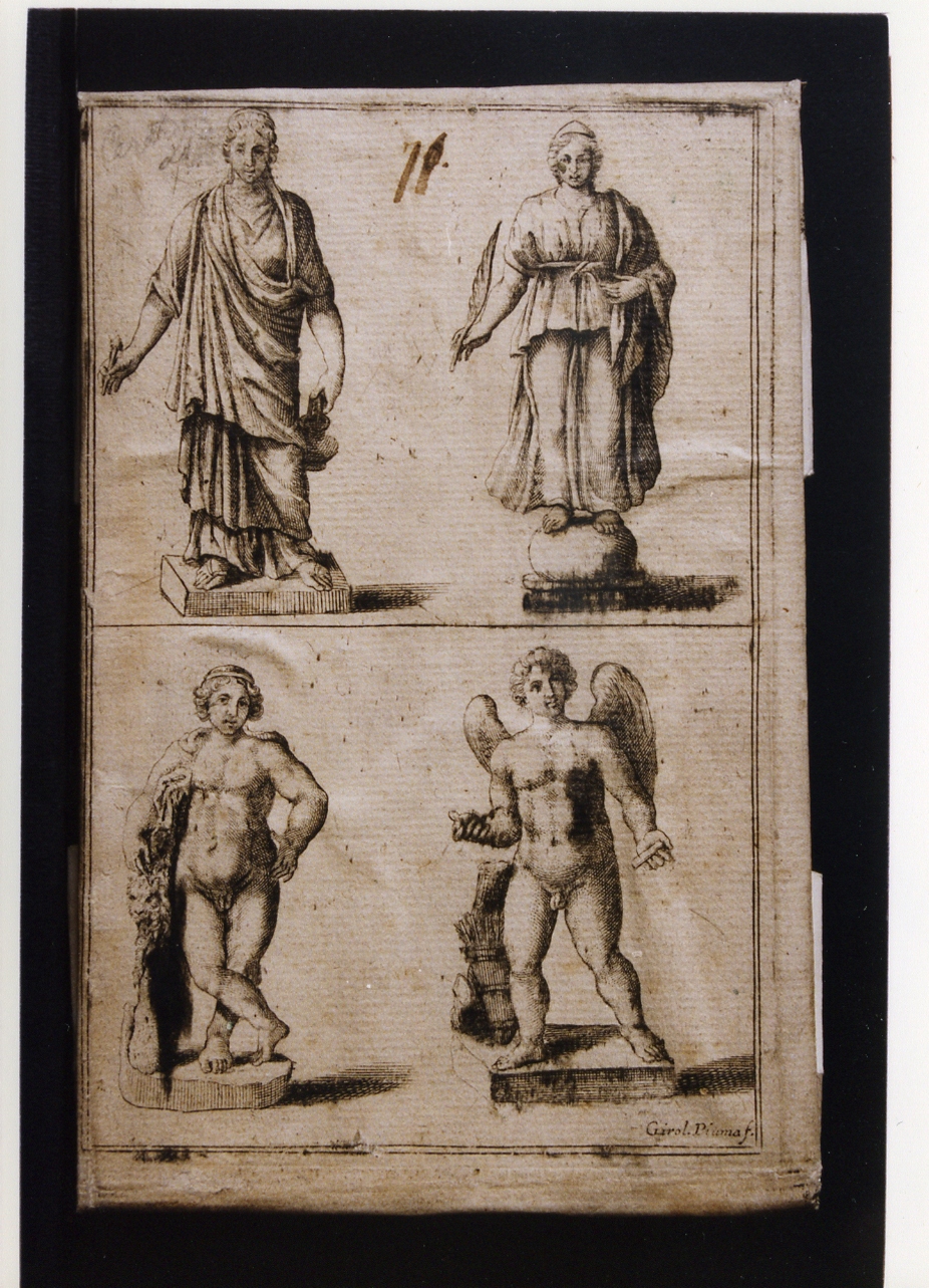 quattro statuette di divinità (stampa controfondata) di Piuma Girolamo (prima metà sec. XIX)