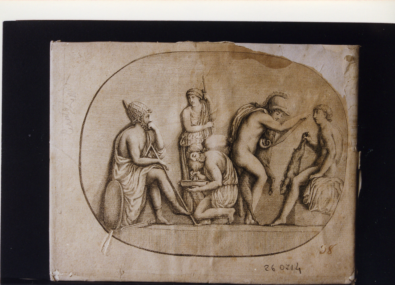 scena di sacrificio (stampa controfondata) - ambito napoletano (prima metà sec. XIX)