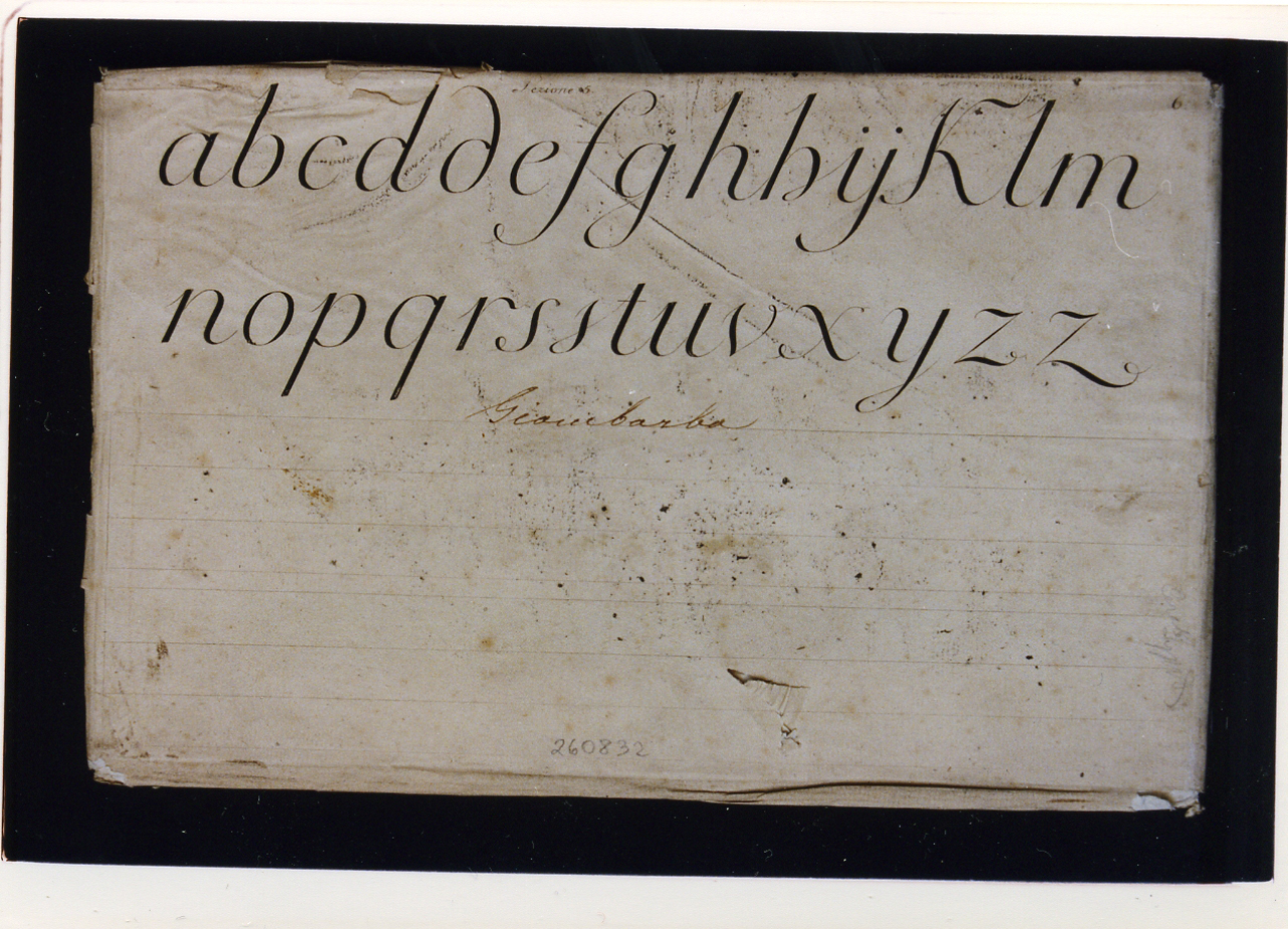 esempio di calligrafia (stampa) - ambito napoletano (ultimo quarto sec. XVIII)