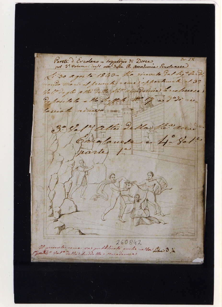 supplizio di Dirce (stampa controfondata) di Mori Ferdinando, Abbate Giuseppe (secondo quarto sec. XIX)