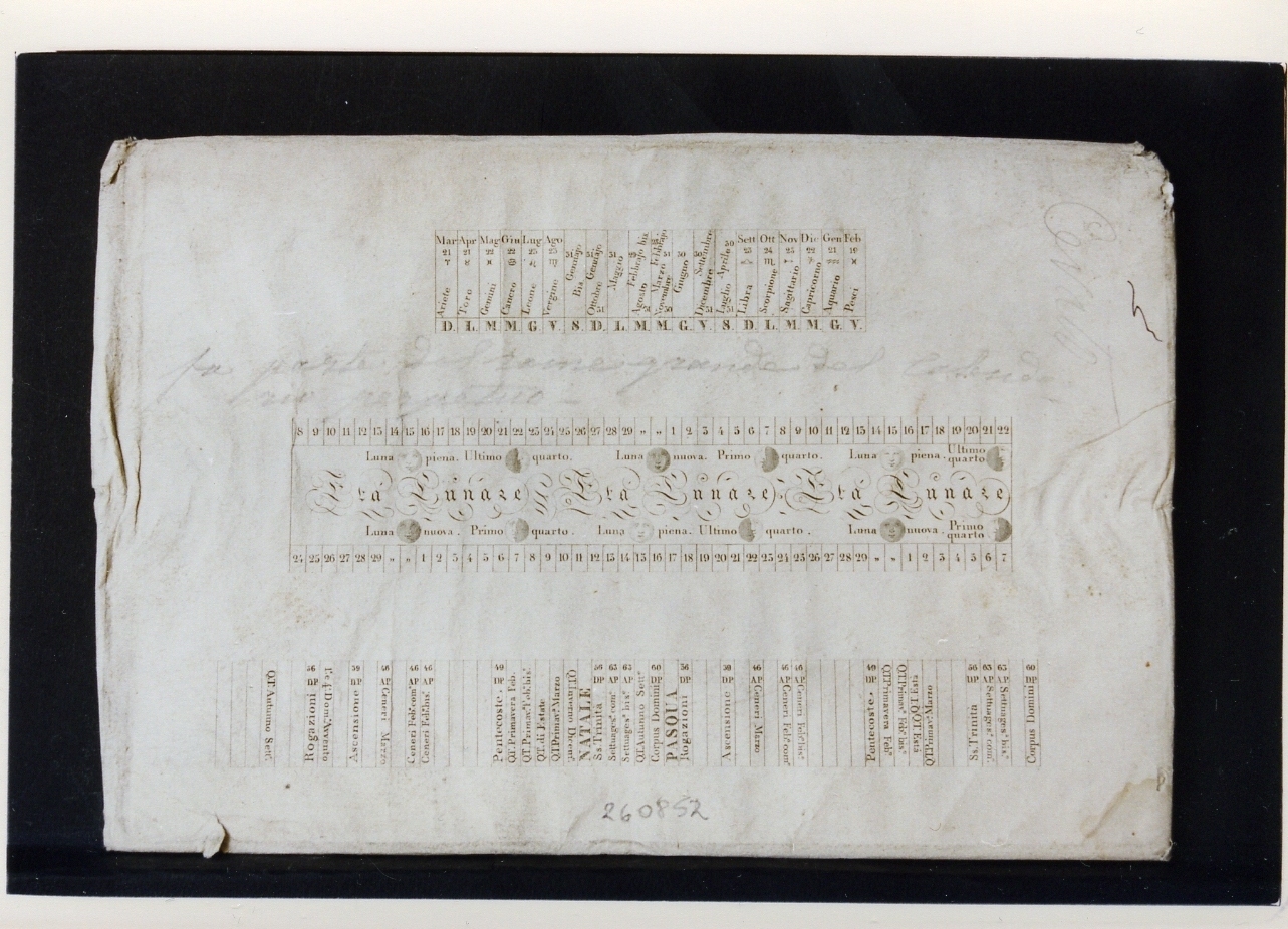 parte di calendario (stampa) - ambito napoletano (secc. XVIII/ XIX)