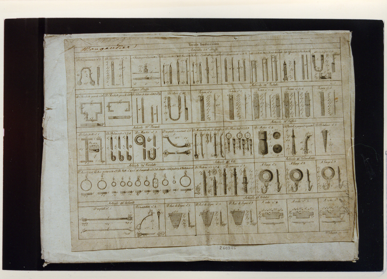 staffe e pezzi di staffe (stampa controfondata smarginata) di Scarpati Vincenzo (fine/inizio secc. XVIII/ XIX)