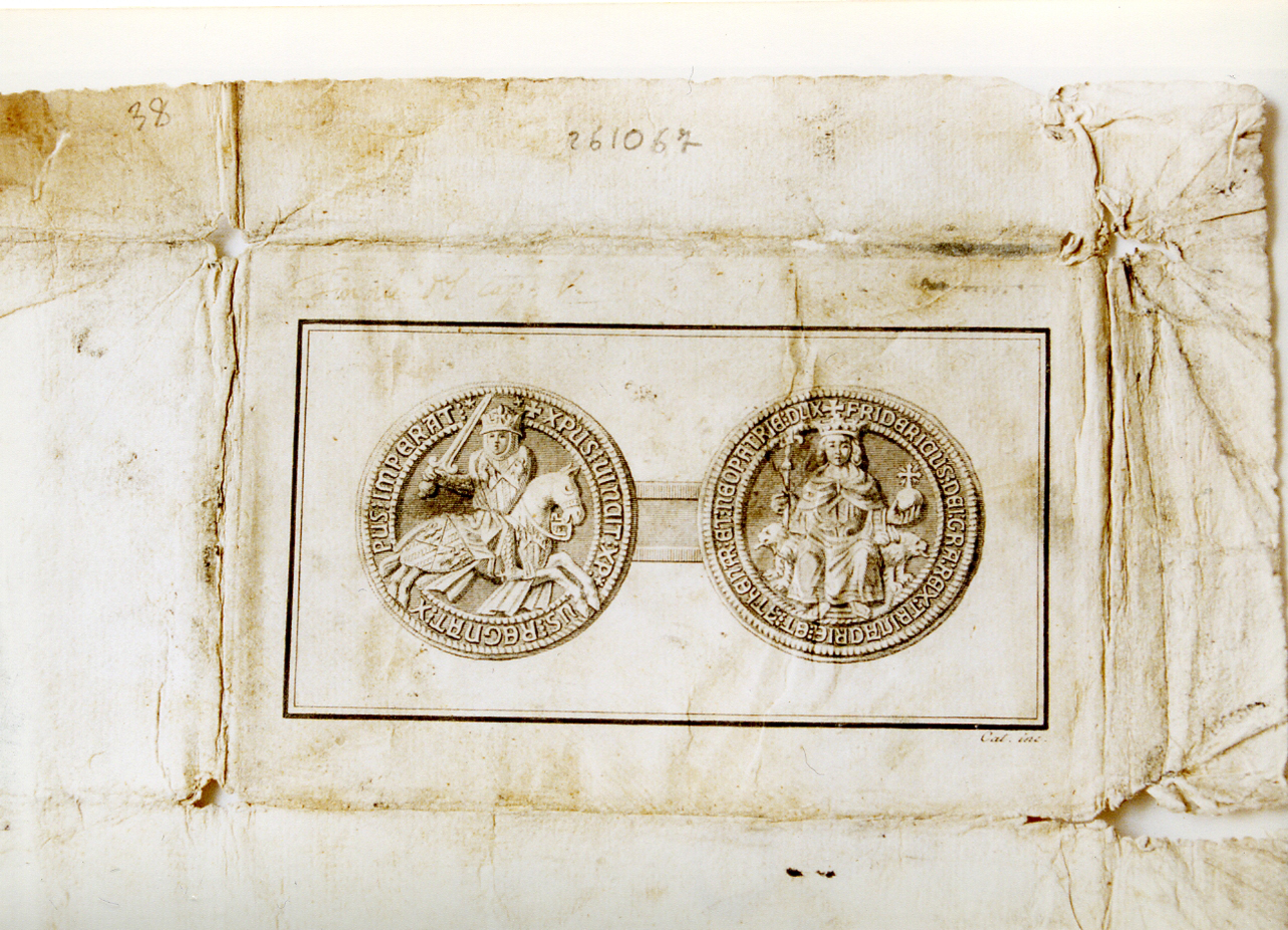moneta dell'imperatore Federico (stampa controfondata) - ambito napoletano (sec. XVIII)