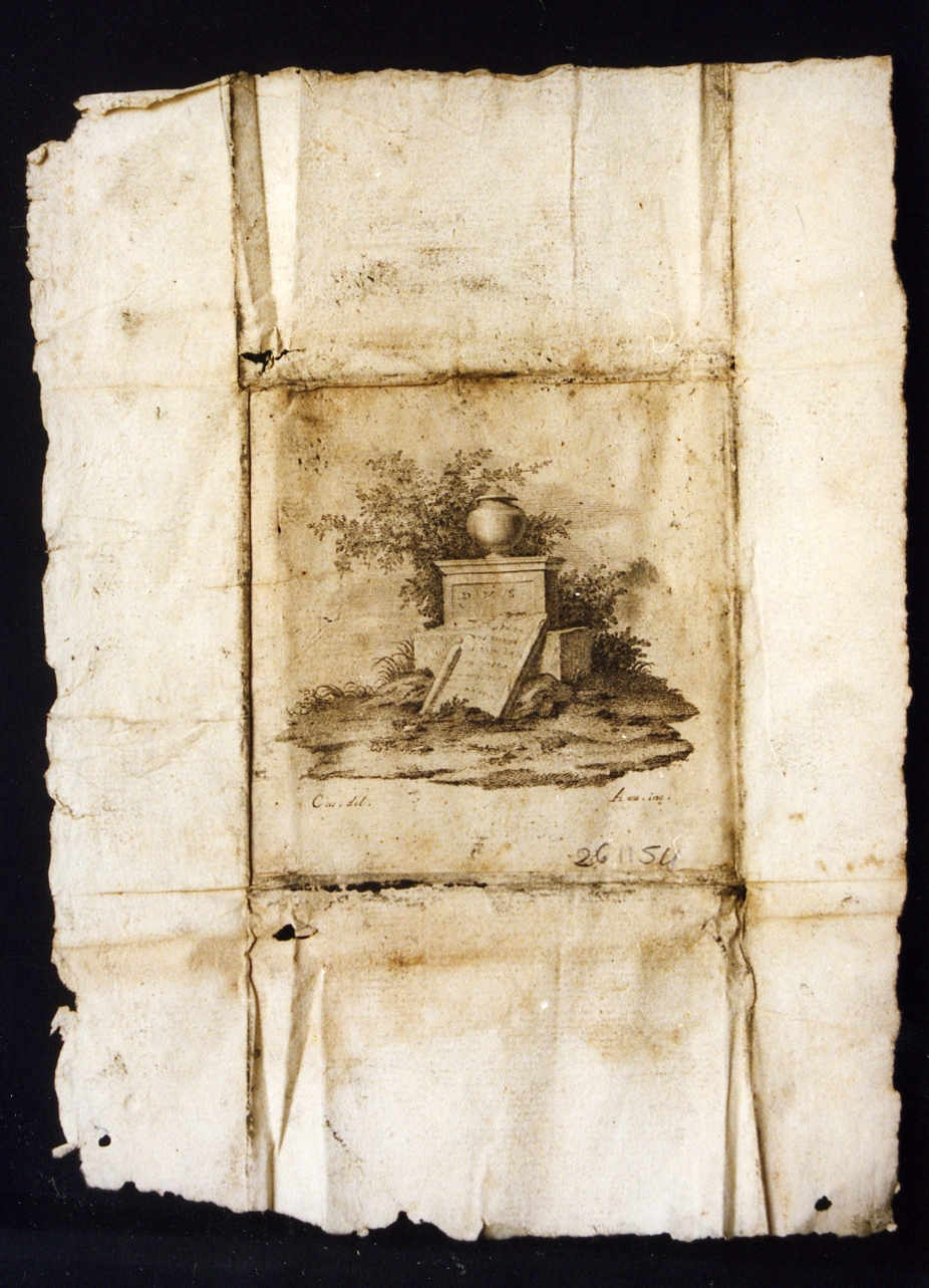 vignetta del frontespizio di ogni volume dei Papiri (stampa controfondata) - ambito napoletano (sec. XVIII)