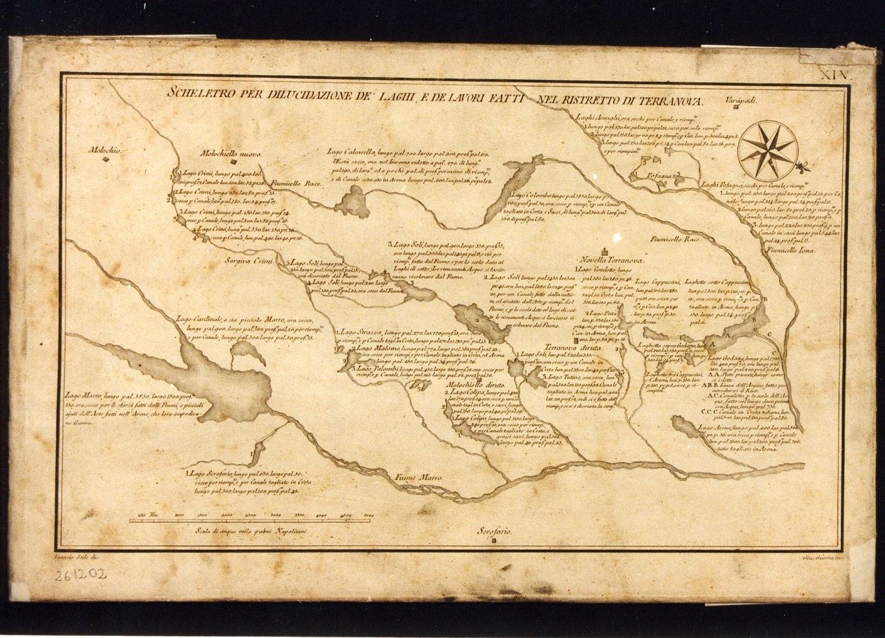 rilievo idrografico del distretto di Terranova (stampa controfondata) di Stile Ignazio, Guerra Giuseppe (sec. XVIII)