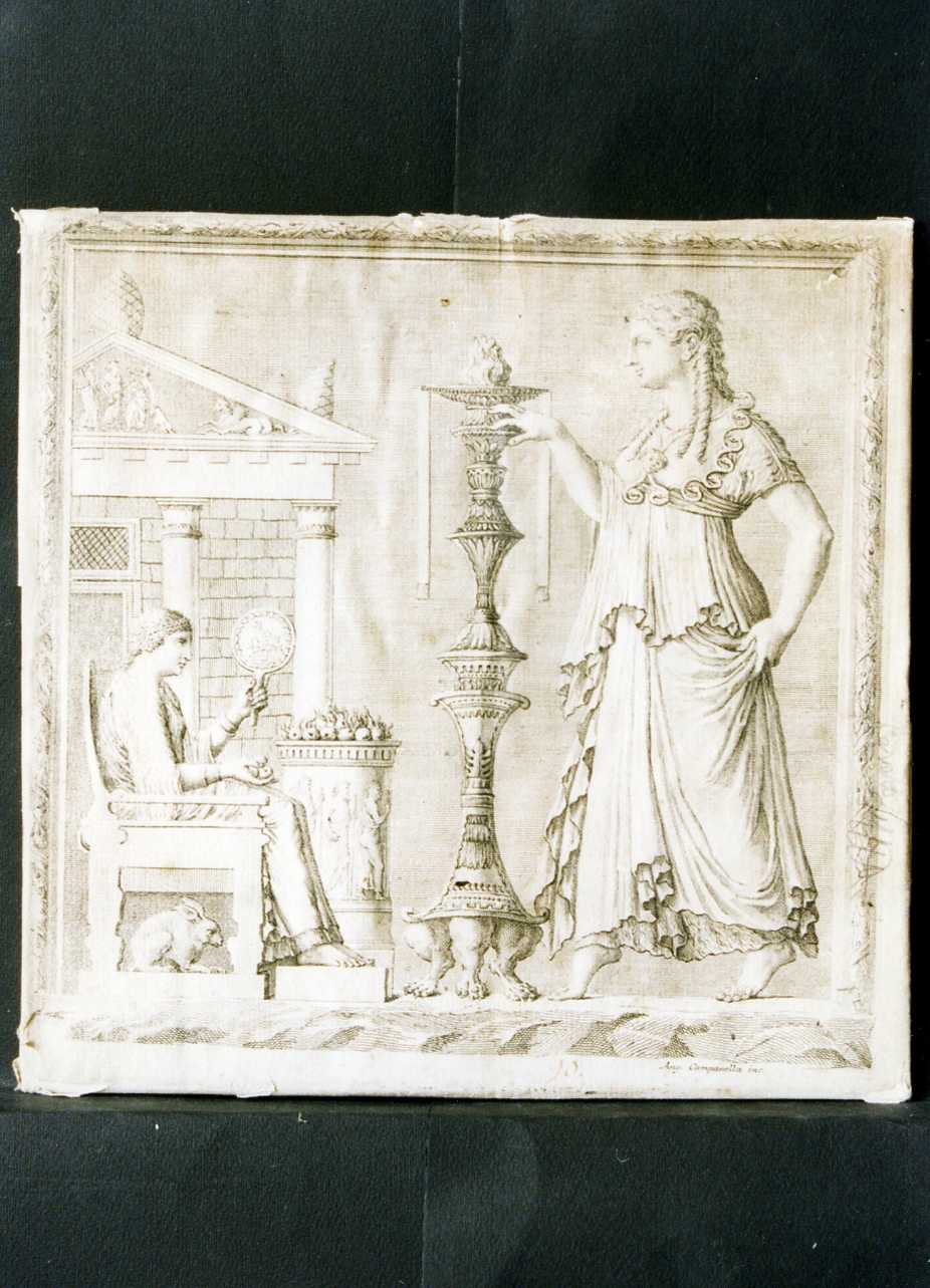 scena di offerente con incensiere (stampa) di Campanella Angelo (secc. XVIII/ XIX)