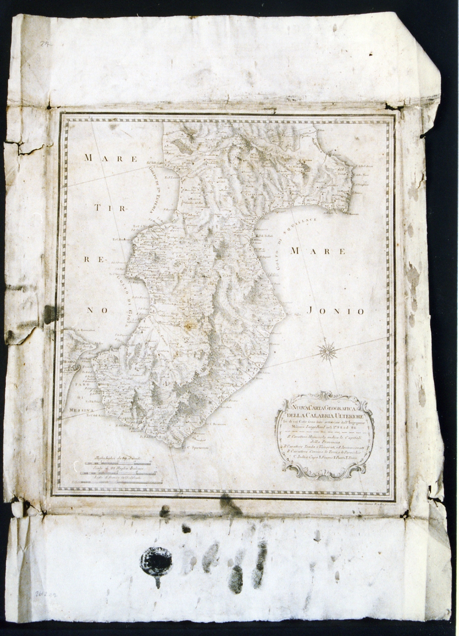 carta geografica della Calabria (stampa) di Guerra Giuseppe (seconda metà sec. XVIII)