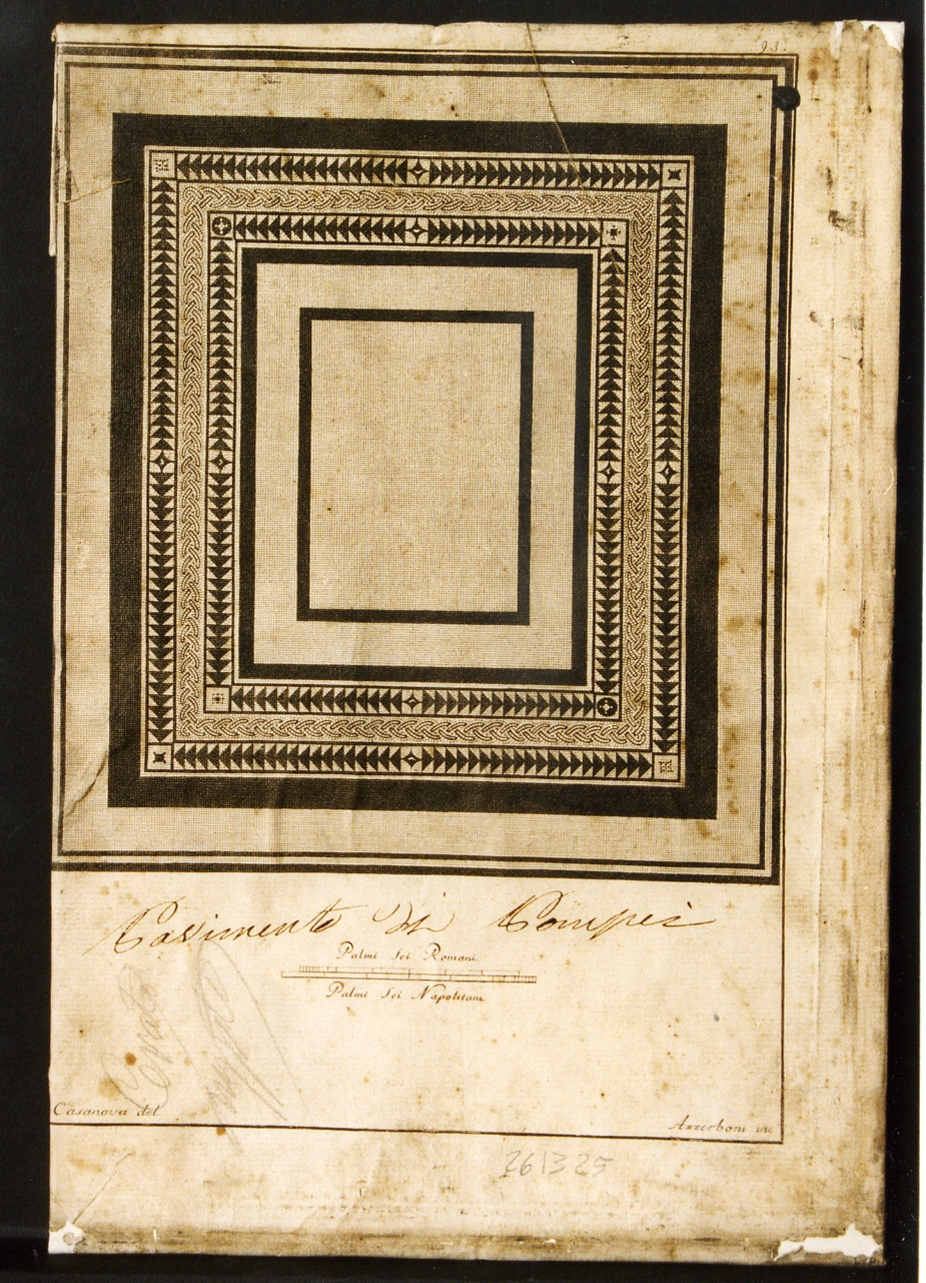 mosaico geometrico a tappeto (stampa controfondata) di Azzerboni Giuseppe, Casanova Giovanni Battista (seconda metà sec. XVIII)