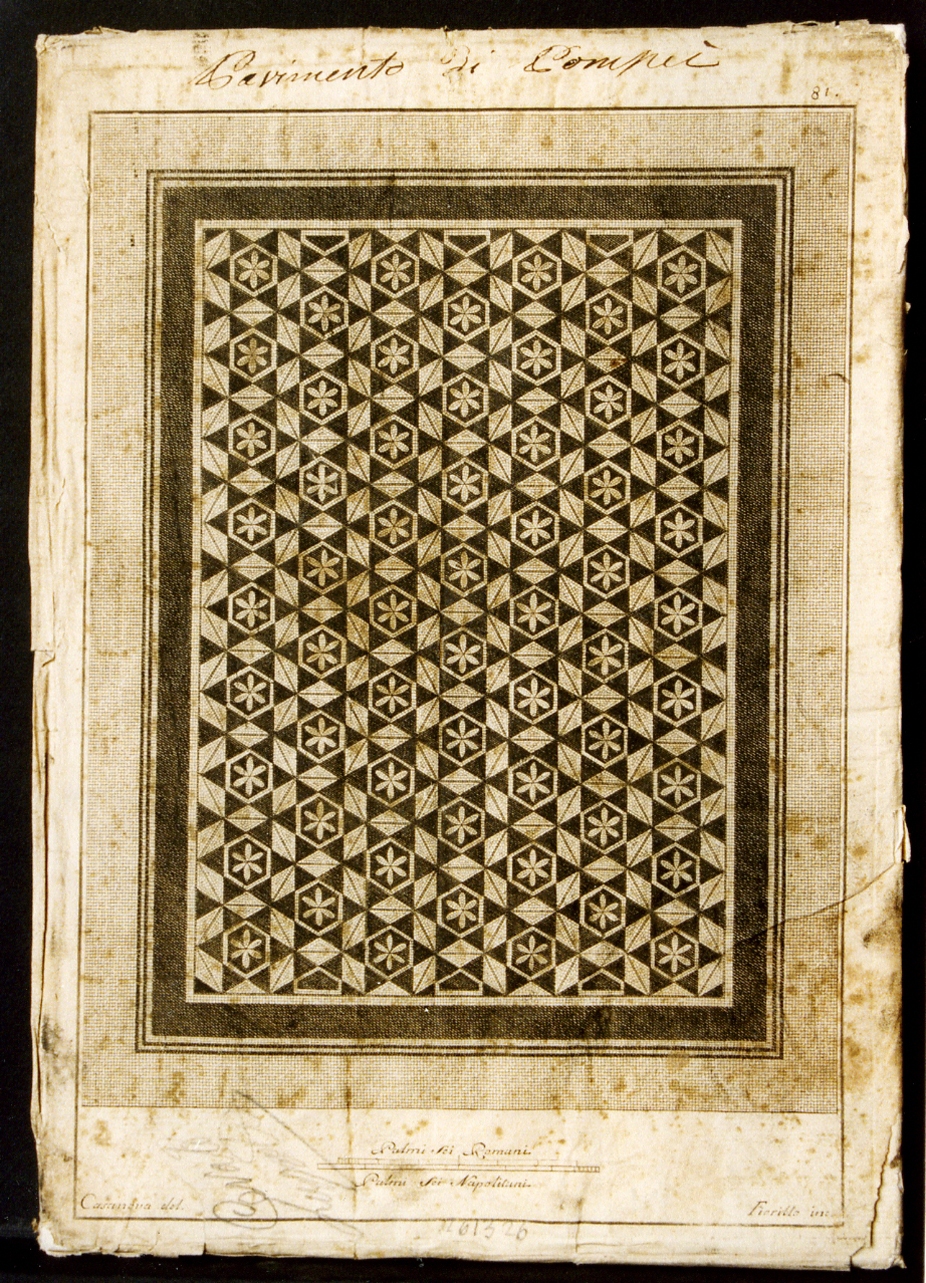 mosaico geometrico a tappeto (stampa controfondata) di Fiorillo Nicola, Casanova Giovanni Battista (sec. XVIII)