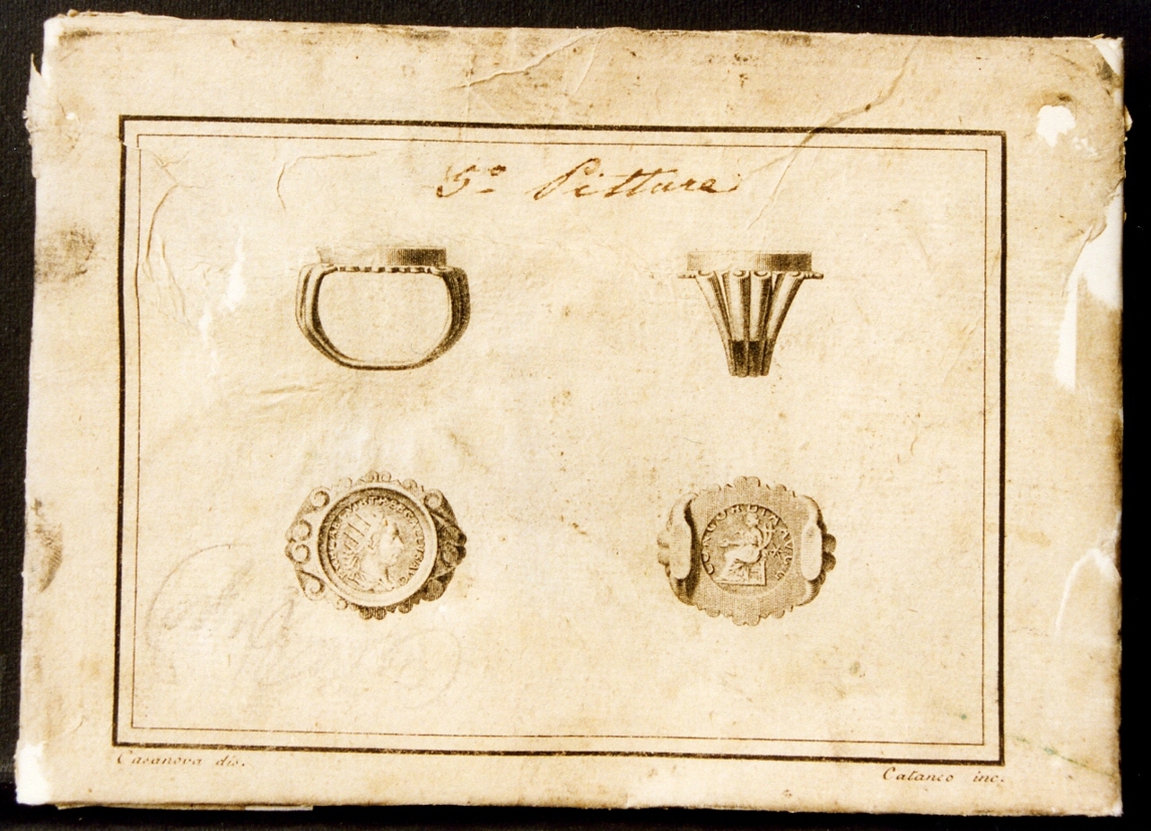 due anelli-sigillo (stampa controfondata) di Cataneo Aniello, Casanova Giovanni Battista (sec. XVIII)