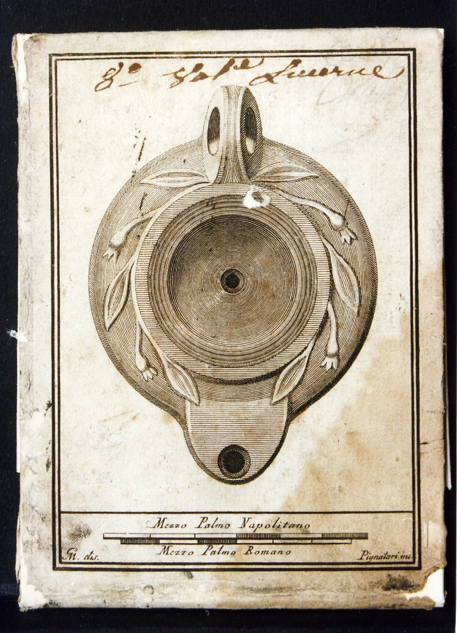 lucerna monolicne (stampa controfondata) di Morghen Giovanni Elia, Pignataro Carmine (sec. XVIII)