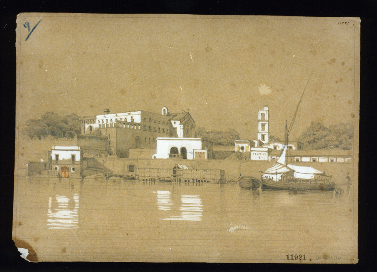 veduta di Portici dal mare (disegno) - ambito napoletano (sec. XIX)