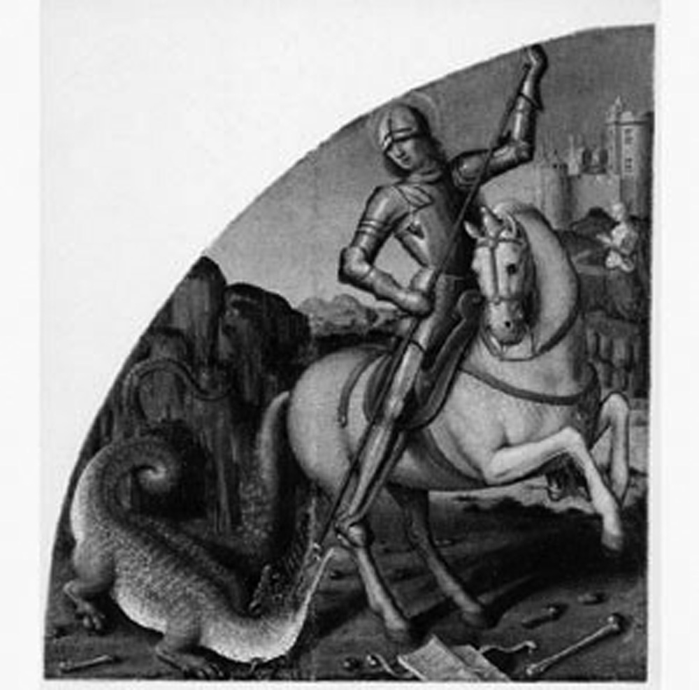 San Giorgio uccide il drago (dipinto) di Bourdichon Jean (secc. XV/ XVI)