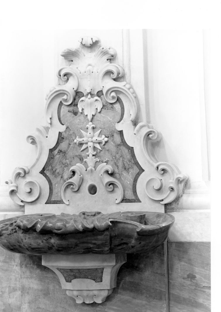 acquasantiera da parete, serie - bottega campana (sec. XVIII)