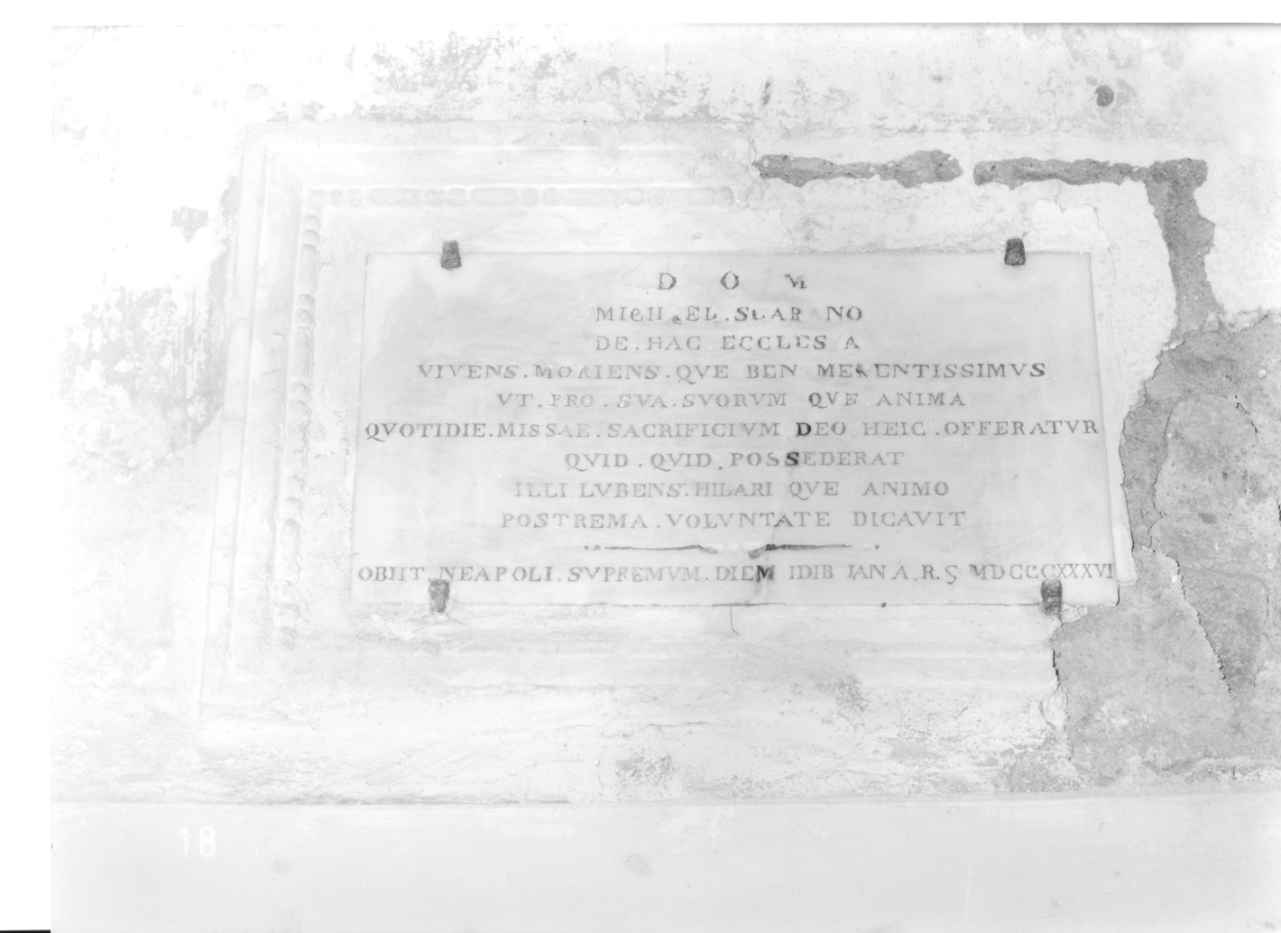 lapide commemorativa, opera isolata - bottega irpina (sec. XIX)