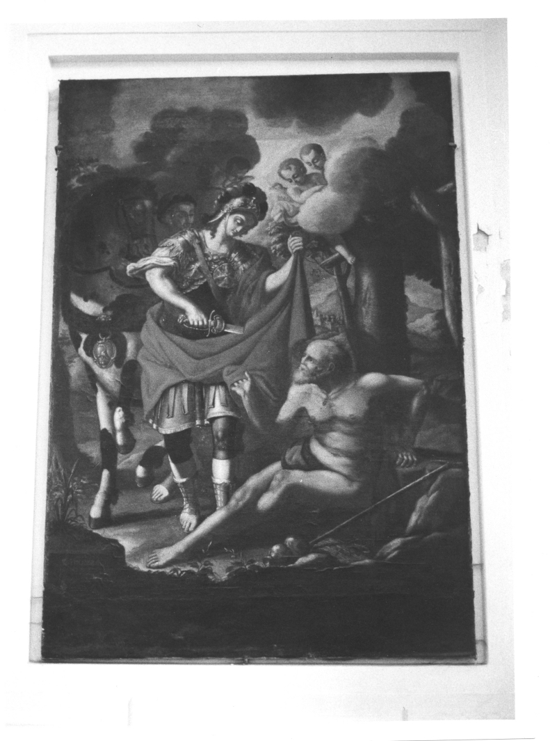 San Martino e il povero, San Martino dona parte del mantello al povero (dipinto) - ambito Italia meridionale (metà sec. XVII)