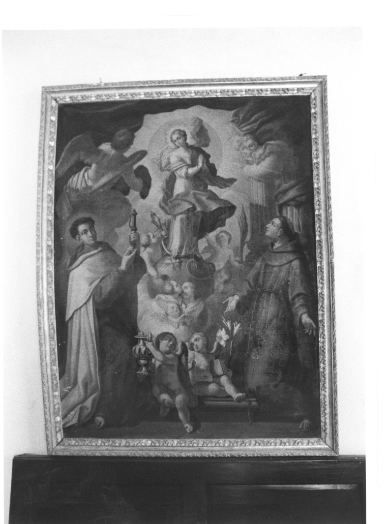 Apparizione della Madonna ai Santi Domenico e Francesco, apparizione della Madonna (dipinto) - ambito Italia meridionale (fine sec. XVIII)