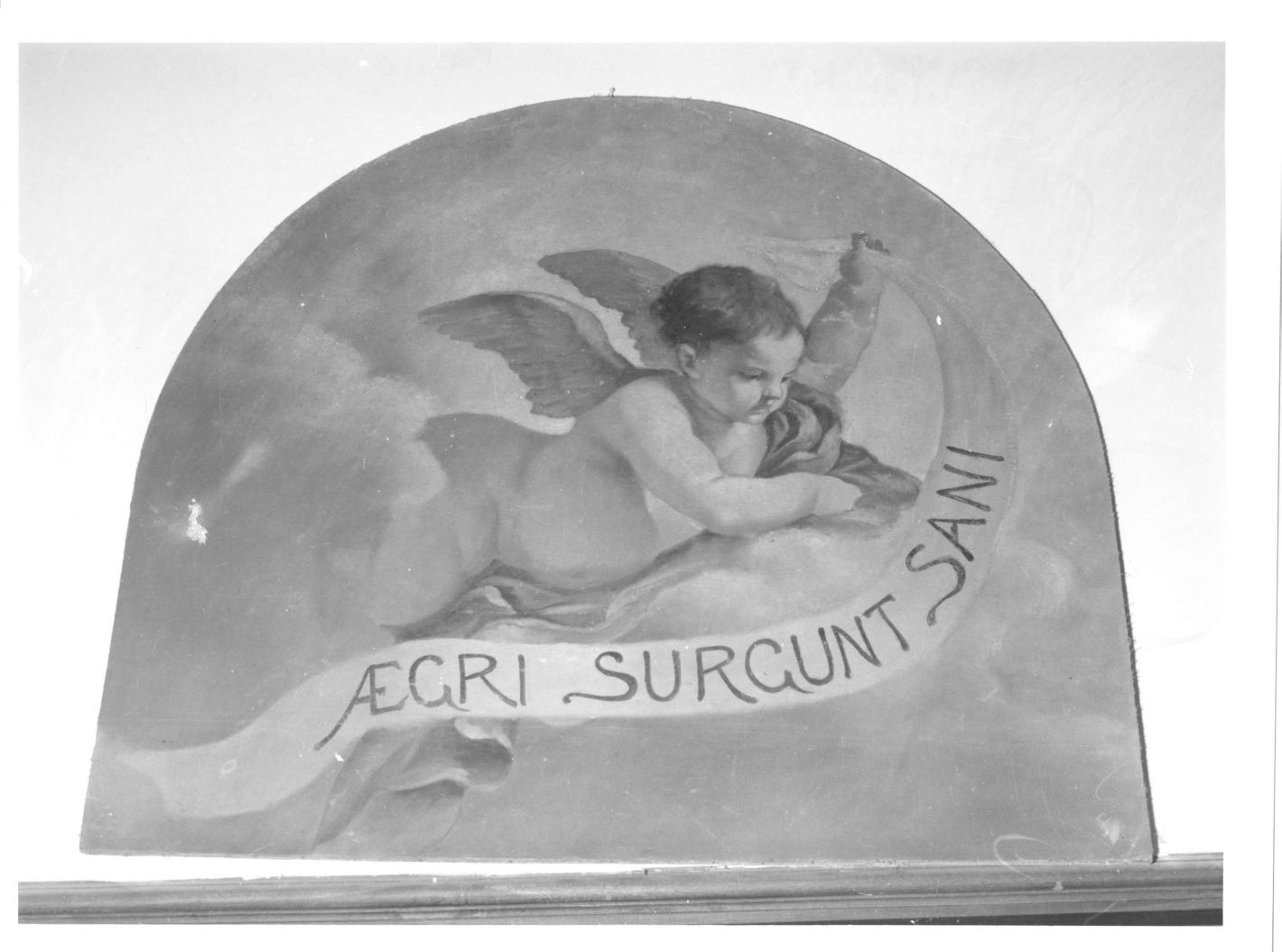 angelo con cartiglio (dipinto) - ambito campano (inizio sec. XX)