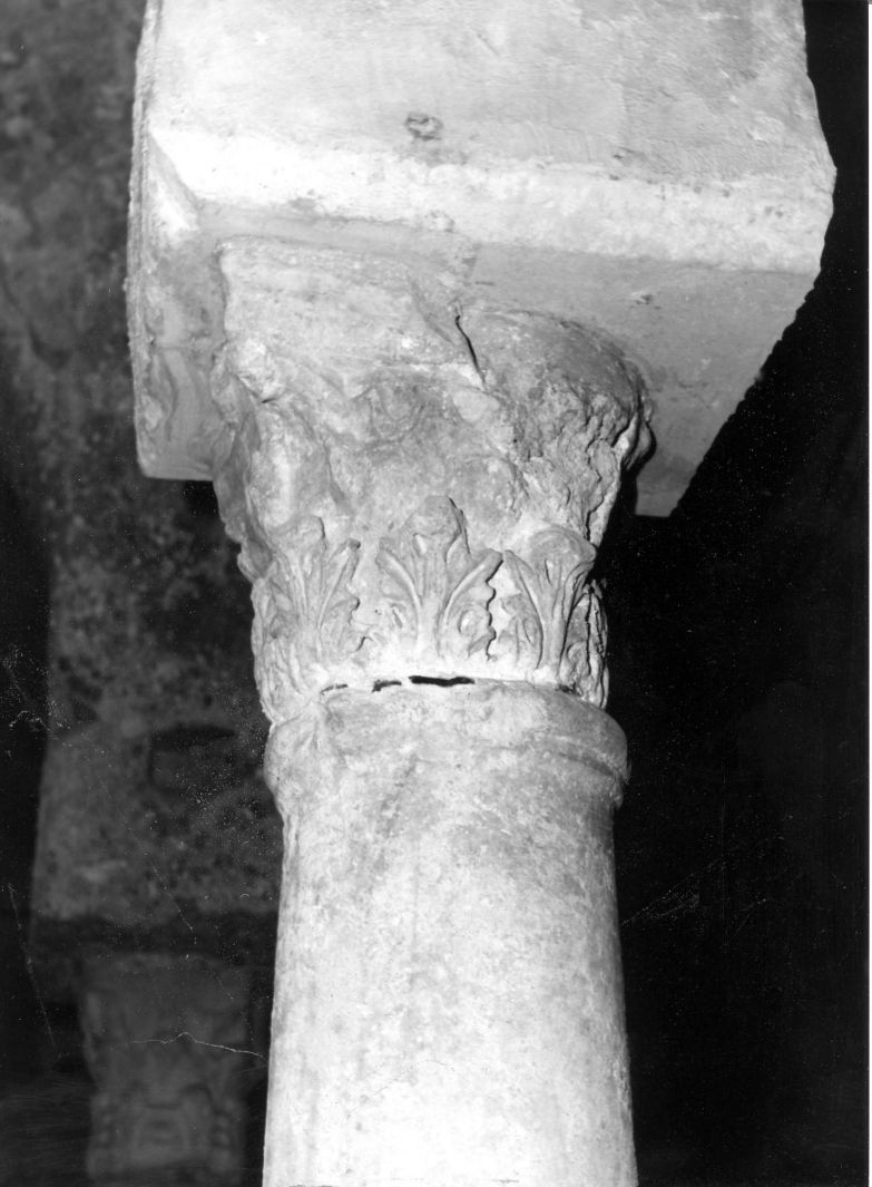 motivi decorativi a foglie d'acanto (capitello) - bottega campana (sec. XII)