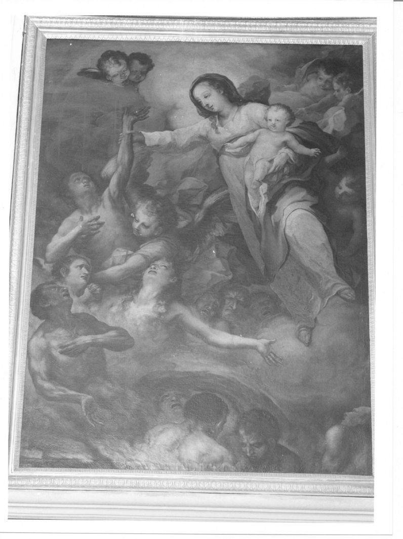 Madonna con Bambino, angeli e anime purganti (dipinto) - ambito napoletano (metà sec. XIX)