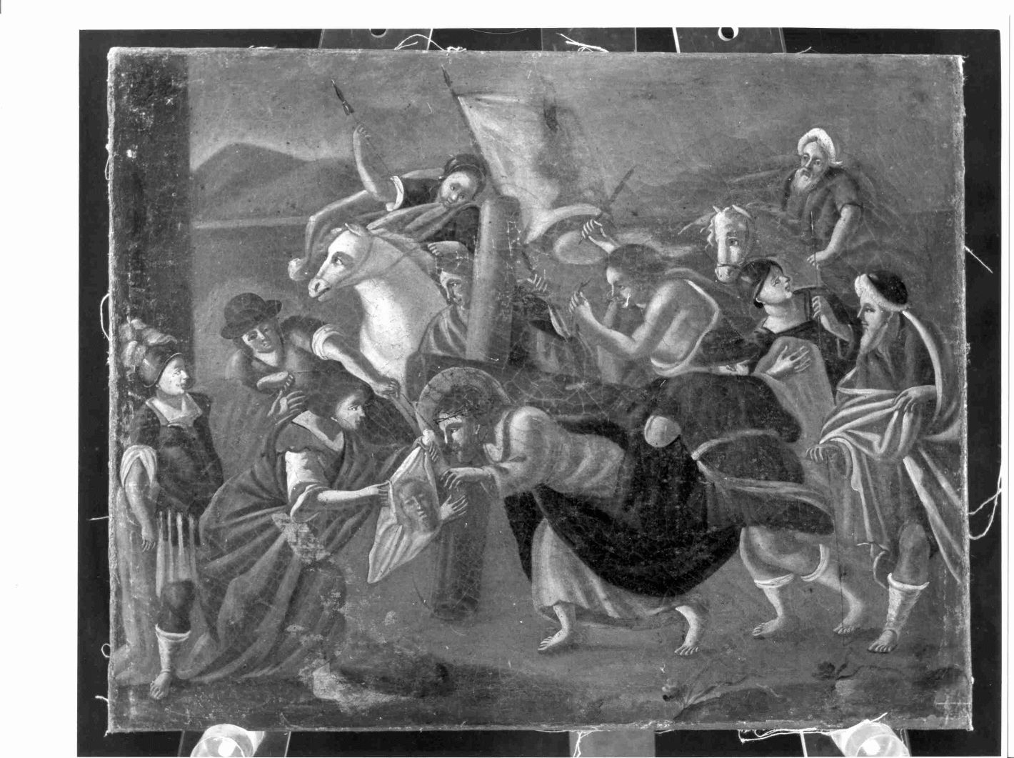 stazione VI: Gesù asciugato dalla Veronica (dipinto) - ambito Italia meridionale (sec. XIX)