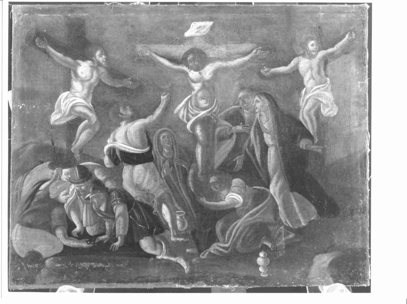 stazione XII: Gesù innalzato e morto in croce (dipinto) - ambito Italia meridionale (sec. XIX)