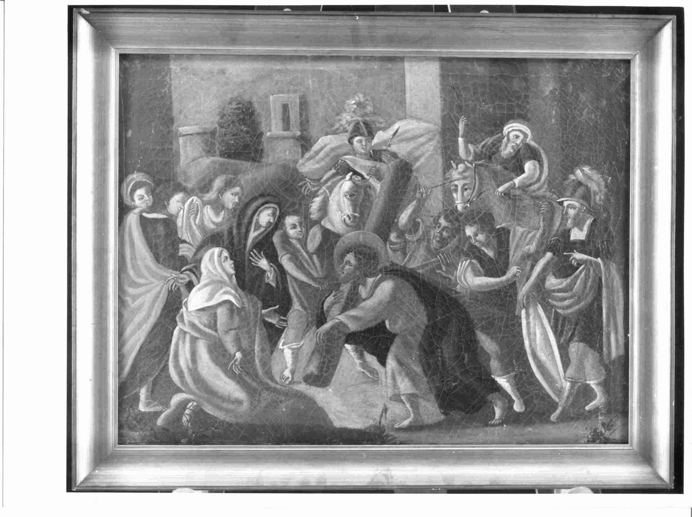 stazione IV: Gesù incontra la Madonna (dipinto) - ambito Italia meridionale (sec. XIX)