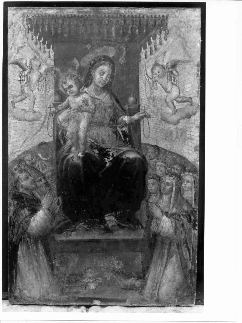 Madonna del Rosario con San Domenico e Santa Caterina da Siena (dipinto) - ambito Italia meridionale (seconda metà sec. XVI)