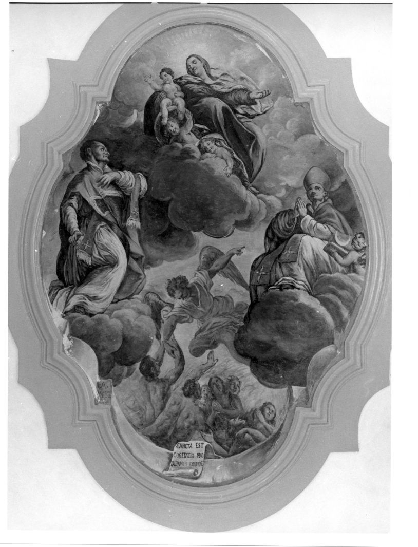 Madonna con Bambino, santi e anime del purgatorio (dipinto) - ambito campano (sec. XIX)