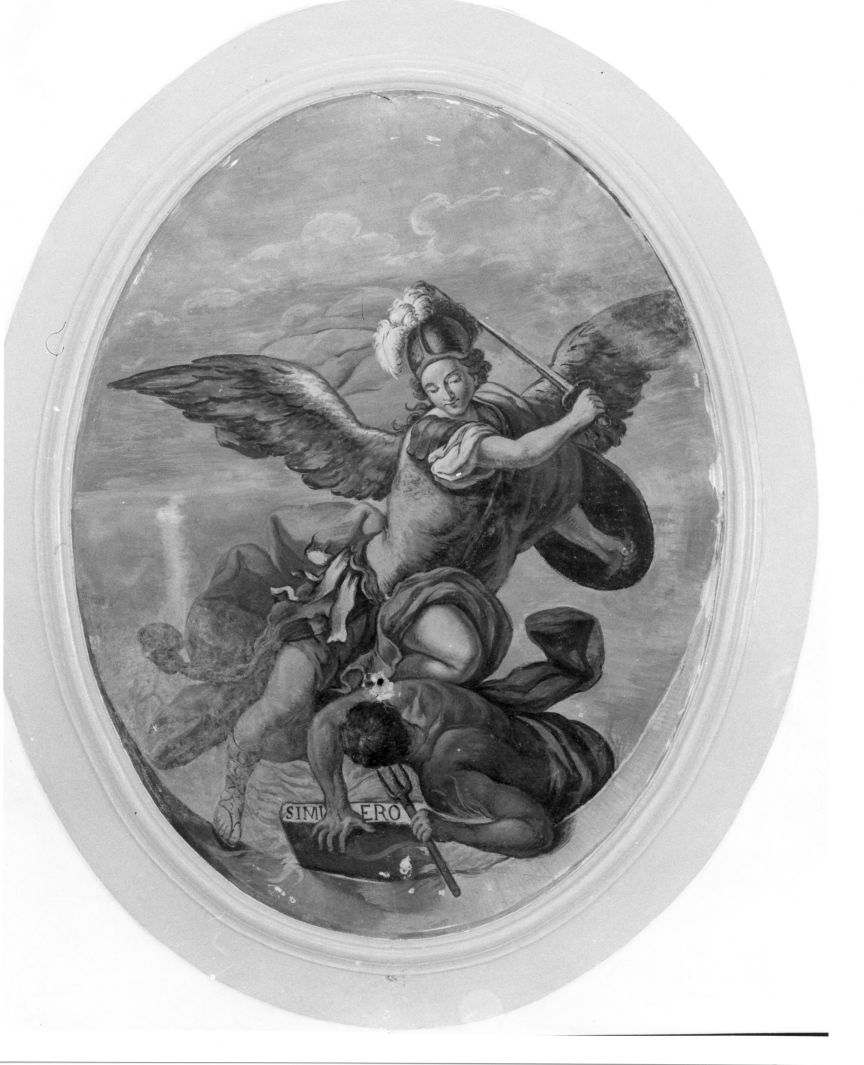 San Michele Arcangelo schiaccia il demonio (dipinto) - ambito campano (sec. XIX)
